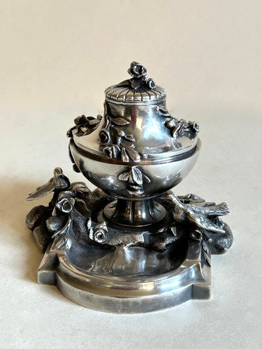 Tintenfass bronze versilbert - bronze,