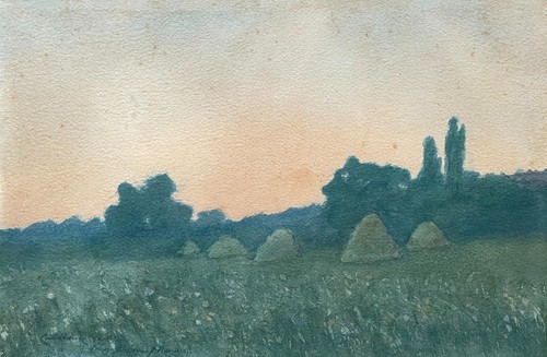 Heuhaufen aquarell ende 19 - heuhaufen,,