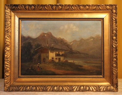 Antikes ölgemälde landschaft - antikes,