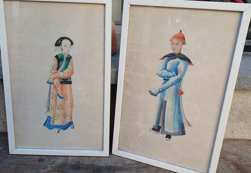 Zwei seidenmalereien china - zwei,
